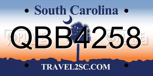 QBB4258 South Carolina License Plate