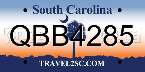 QBB4285 South Carolina License Plate