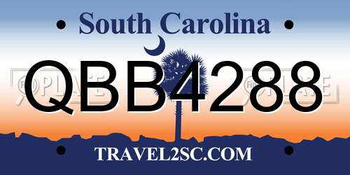 QBB4288 South Carolina License Plate