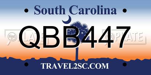 QBB447 South Carolina License Plate