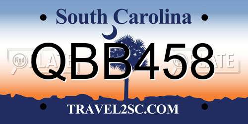 QBB458 South Carolina License Plate