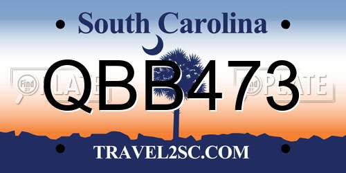 QBB473 South Carolina License Plate