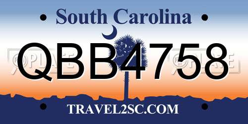 QBB4758 South Carolina License Plate