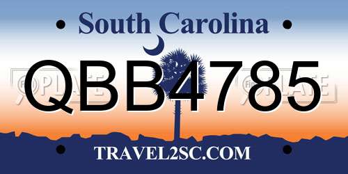 QBB4785 South Carolina License Plate