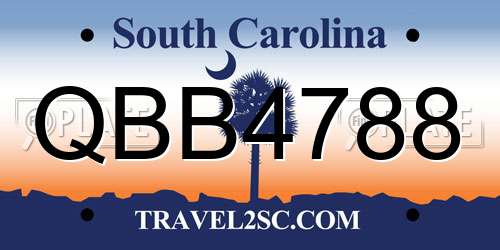 QBB4788 South Carolina License Plate