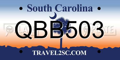 QBB503 South Carolina License Plate