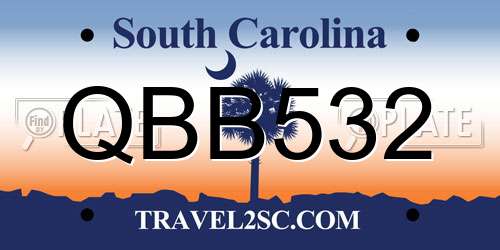 QBB532 South Carolina License Plate