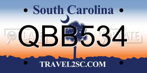 QBB534 South Carolina License Plate