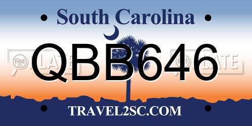 QBB646 South Carolina License Plate