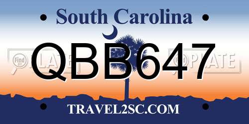 QBB647 South Carolina License Plate
