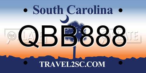 QBB888 South Carolina License Plate