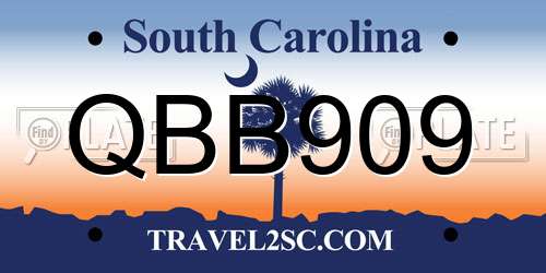 QBB909 South Carolina License Plate