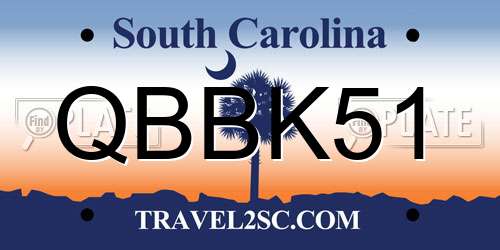 QBBK51 South Carolina License Plate