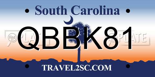 QBBK81 South Carolina License Plate