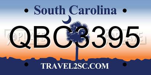 QBC3395 South Carolina License Plate