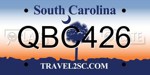 QBC426 South Carolina License Plate