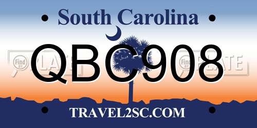 QBC908 South Carolina License Plate