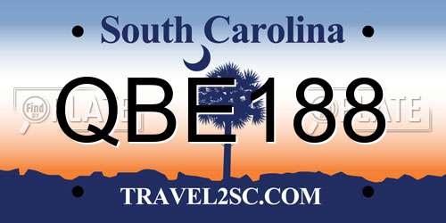 QBE188 South Carolina License Plate