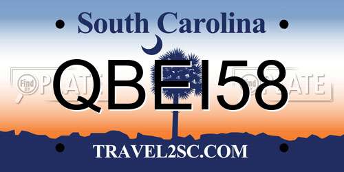 QBEI58 South Carolina License Plate