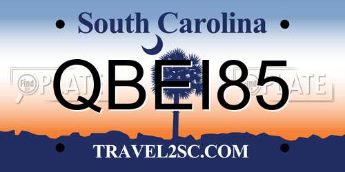 QBEI85 South Carolina License Plate