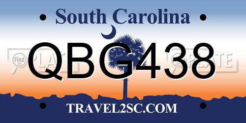 QBG438 South Carolina License Plate