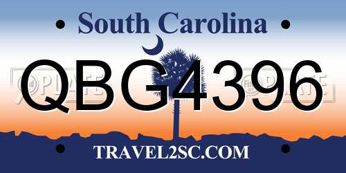 QBG4396 South Carolina License Plate