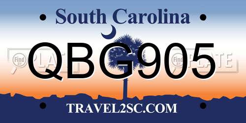 QBG905 South Carolina License Plate