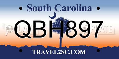 QBH897 South Carolina License Plate