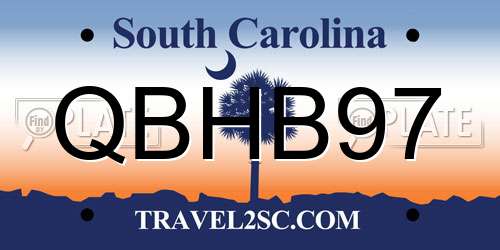 QBHB97 South Carolina License Plate