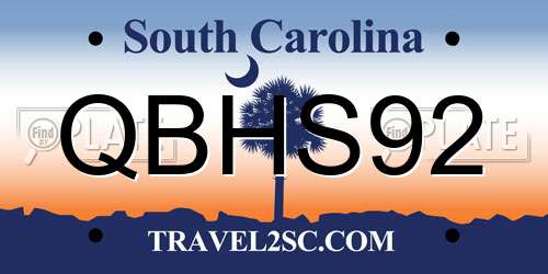 QBHS92 South Carolina License Plate