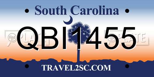 QBI1455 South Carolina License Plate