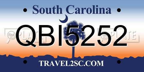 QBI5252 South Carolina License Plate