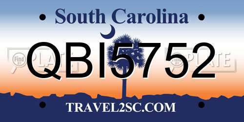QBI5752 South Carolina License Plate