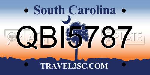 QBI5787 South Carolina License Plate