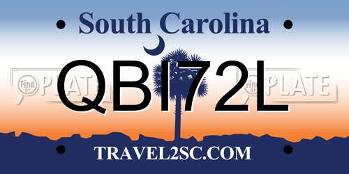 QBI72L South Carolina License Plate