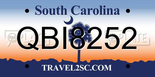 QBI8252 South Carolina License Plate