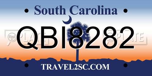 QBI8282 South Carolina License Plate