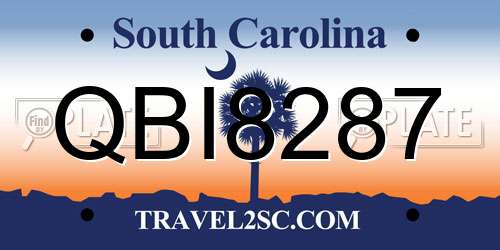 QBI8287 South Carolina License Plate