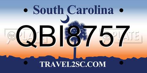 QBI8757 South Carolina License Plate