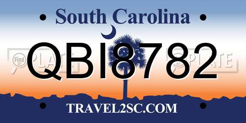 QBI8782 South Carolina License Plate