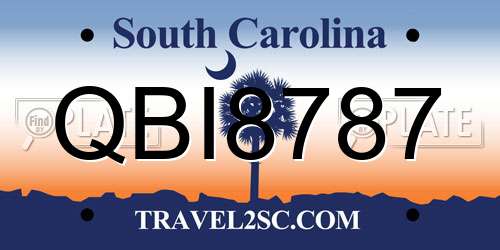 QBI8787 South Carolina License Plate