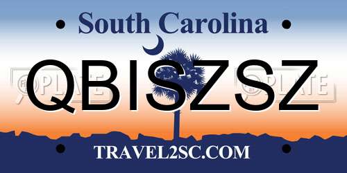 QBISZSZ South Carolina License Plate