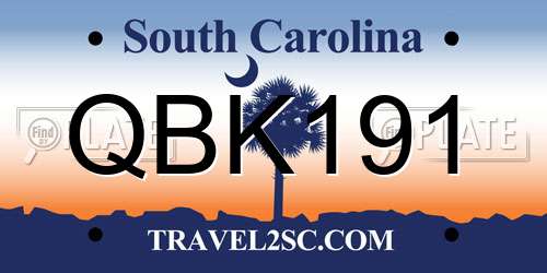 QBK191 South Carolina License Plate
