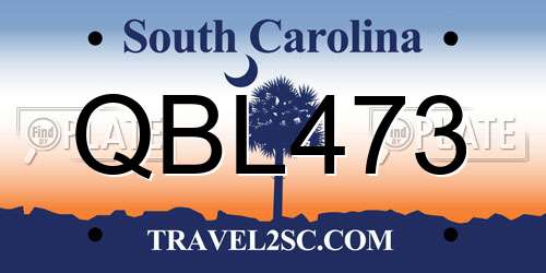QBL473 South Carolina License Plate