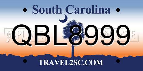 QBL8999 South Carolina License Plate