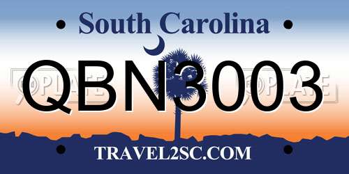 QBN3003 South Carolina License Plate