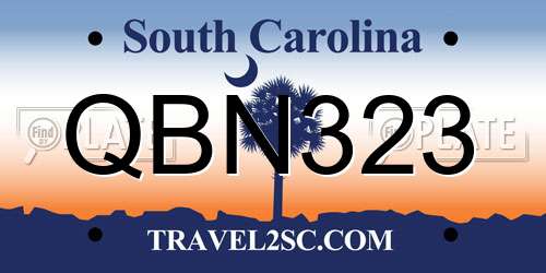QBN323 South Carolina License Plate