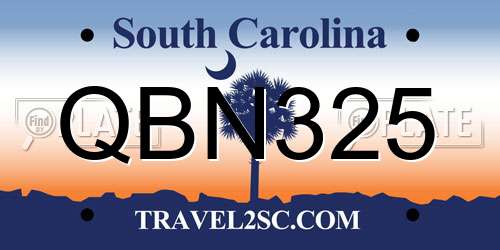 QBN325 South Carolina License Plate