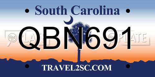 QBN691 South Carolina License Plate