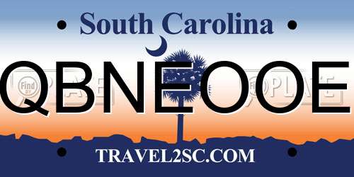 QBNEOOE South Carolina License Plate